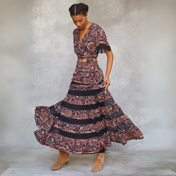 By Anthropologie Dresses & Skirts - NEW Anthropologie Floral Print 2 Piece Maxi Skirt Set‎ Bohemian Women's Size 12